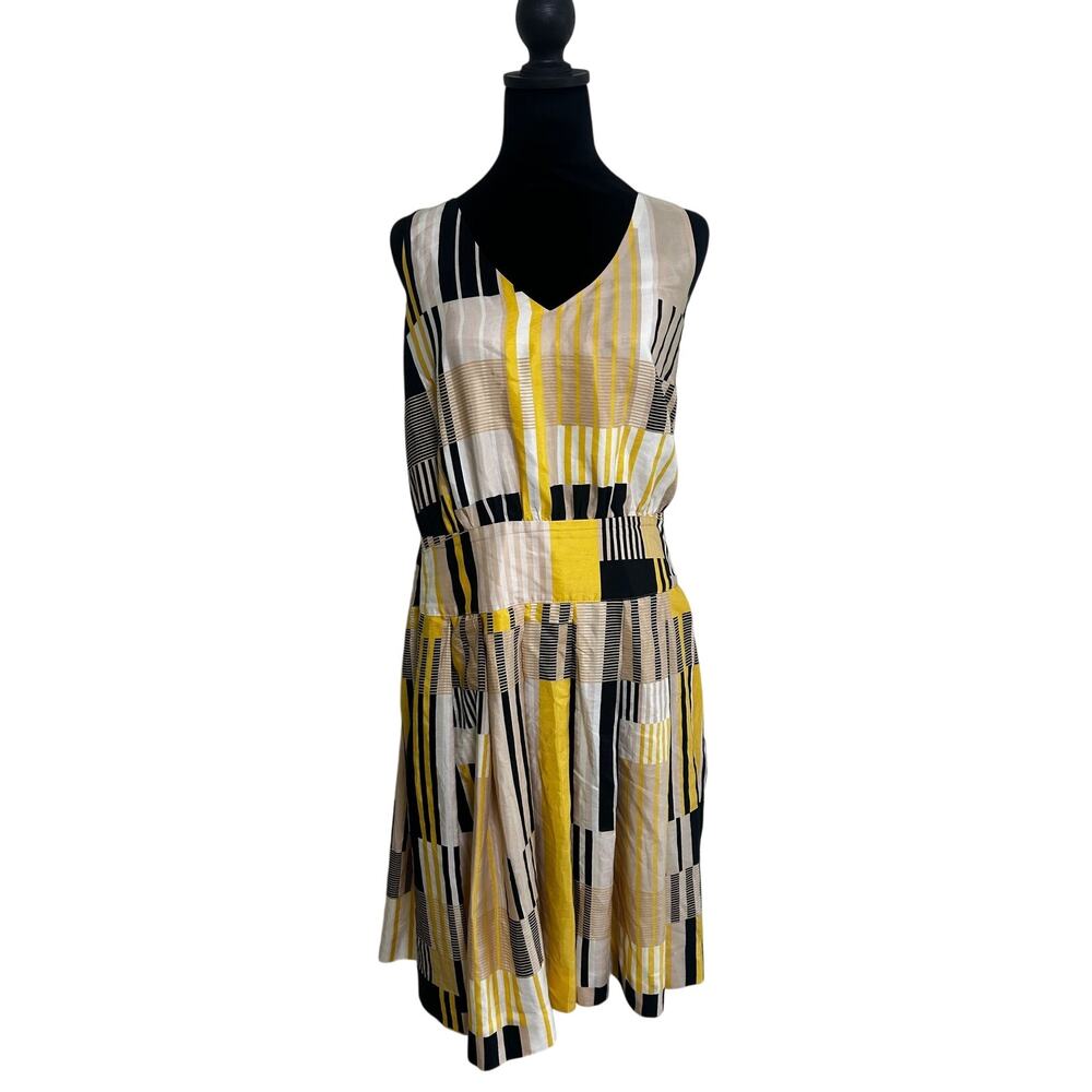Maeve Anthropologie Otta Dress 10 Silk Blend Pattern Pleated Midi Wedding Guest - Picture 4 of 10